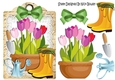 potting some pretty tulips in the garden on a lace A5 Tag