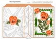 pretty peach pansies in ornate frame with gingham folded book