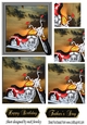 Customized motorbike with flames in the sunset pyramids
