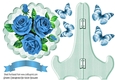 Pretty blue roses with butterflies on lace plate & stand