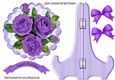 Pretty purple roses with bows on lace plate & stand