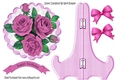Pretty pink  roses with bows on lace plate & stand