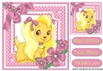 Cute puppy in pink bows with flowers 8x8