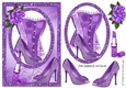 purple glitter frame with basque,rose and lipstick