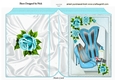 Pretty turq corset with turq roses & accessories A5 folded book