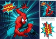 Spider hero in turq with web 8x8