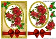 Pretty Red Poinsettias in gold glitter frame with holly A5