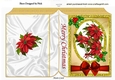 Pretty Red Poinsettias in gold glitter frame with holly A5 Folded book