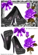 Black Diamante shoes with purple rose A5