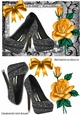 Black Diamante shoes with gold rose A5