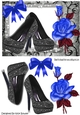 Black Diamante shoes with blue rose A5