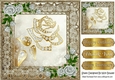 Pretty Decorative Gold Rose with diamonds, and silver roses 8x8