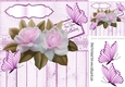 Lilac roses with butterflies and wood effect 8x8