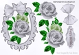 lovely silver roses in ornate frame with bow