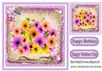 Pretty coloured spring flowers with lace 8x8