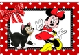 Little Minnie mouse with her pet kitty in dot frame A4