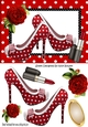 pretty red polkadot/stripe shoes with red roses A5
