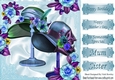 pretty blue hats  on stands with flowers 8x8
