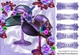 pretty purple hats  on stands with flowers 8x8