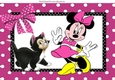 Little Minnie mouse with her pet kitty in pink dot frame A4