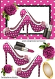 pretty pink polkadot/stripe shoes with pink roses A5
