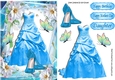 pretty blue party dress & shoes in floral frame A5