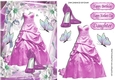 pretty pink party dress & shoes in floral frame A5
