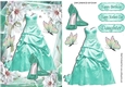 pretty turq party dress & shoes in floral frame A5