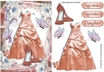 pretty peach party dress & shoes in floral frame A5