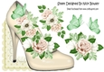 Cream shoe with painted roses over the edge with butterflies