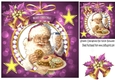 Lovely santa with his cookies and christmas pink bells with holly 8x8