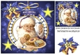 Lovely santa with his cookies and christmas blue bells with holly 8x8