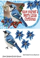 pretty blue bird on a scroll with holly and poinsettias