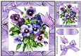 Pretty shades of lilac and purple pansies with butterfly 8x8