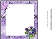 Pretty shades of lilac and purple pansies with butterfly 8x8 insert