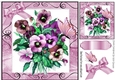 Pretty shades of pink pansies with butterfly 8x8