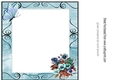 Pretty shades of blue pansies with butterfly 8x8 insert