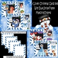 4 Lovely Christmas cards 8x8 in blue stripe frames bumper kit