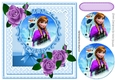 Pretty girl with snowman with lilac painted roses pyramids 8x8
