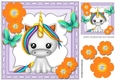 Pretty rainbow unicorn with butterflies and gold flowers 8x8
