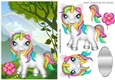 Gorgeous little rainbow unicorn in the meadow with rainbow