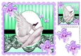 with grace beautiful swan with lilac flowers & black lace 8x8