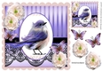 pretty lilac bird with cream roses and butterflies with black lace 8x8