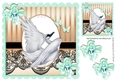 with grace beautiful swan with turq flowers & black lace 8x8