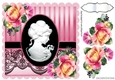 pretty black cameo with roses & black lace 8x8