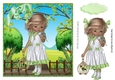 sweet little girl with her budgie & cage 8x8