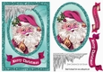 lovely santa card front in turq glitter oval topper