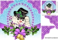 snowman with christmas bells and purple bow 8x8