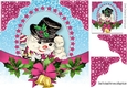 snowman with christmas bells and pink bow bow 8x8