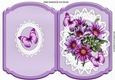 pretty lilac flowers with butterflies on oval lace bracket card